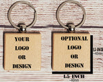 Square customizable wooden keychain